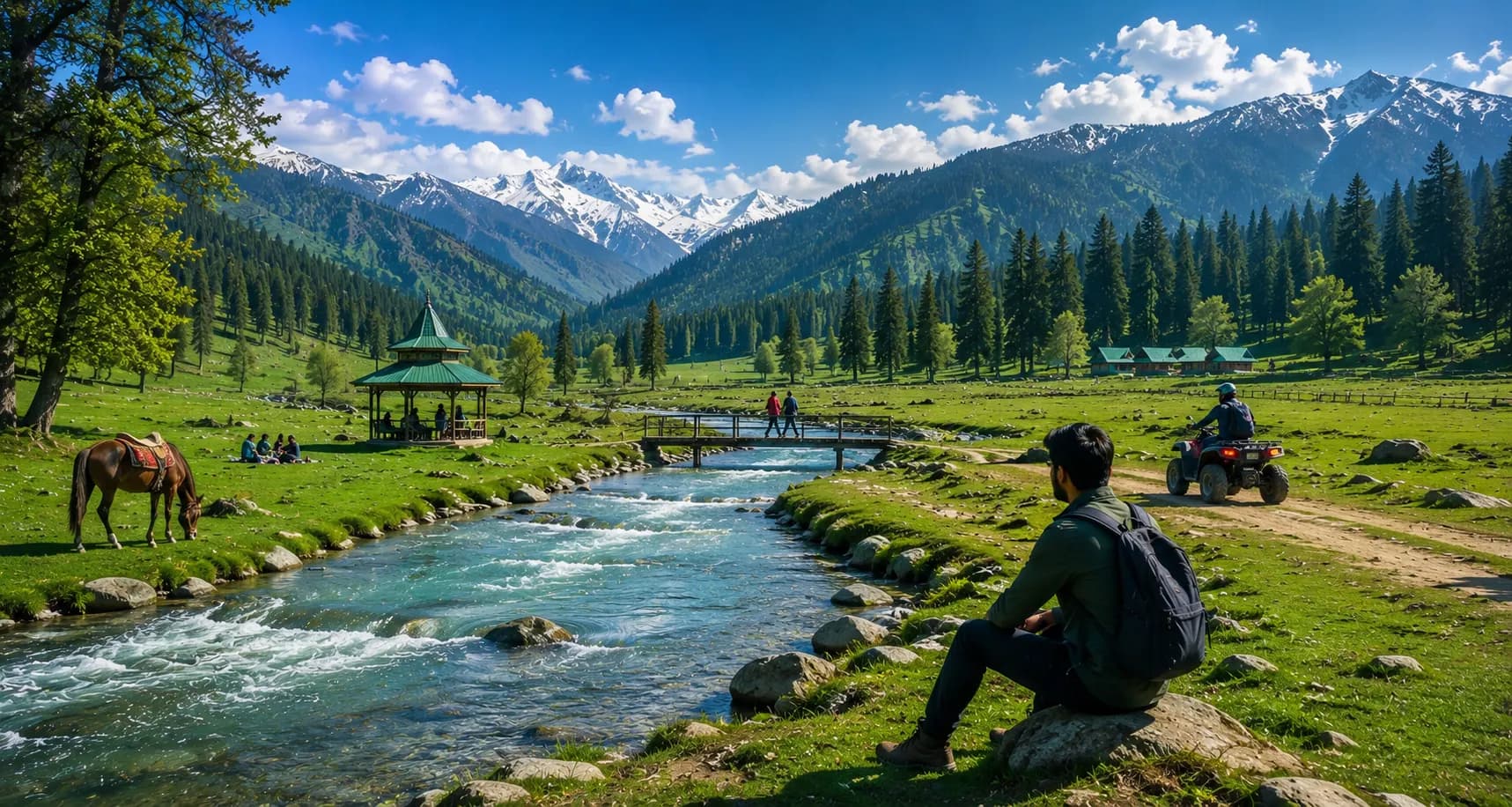 Houseboats on a Kashmir lake