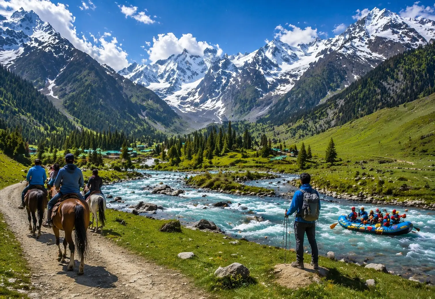 Traveller overlooking a Kashmir valley